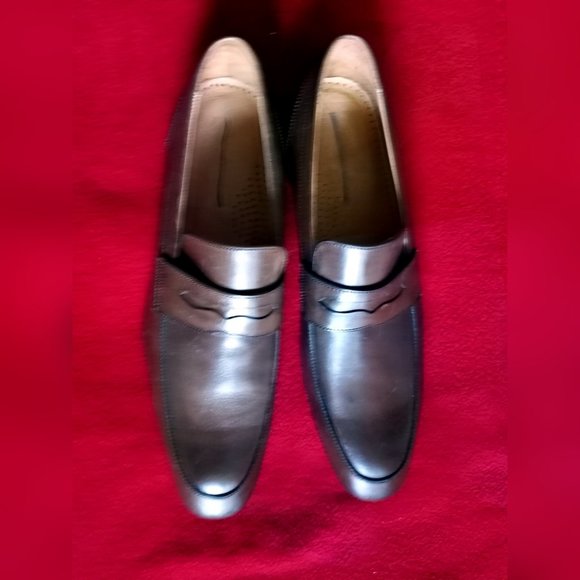 $328 Mens SAKS FIFTH AVENUE MADE IN ITALY 8M Color Brandy ​Leather Penny Loafers